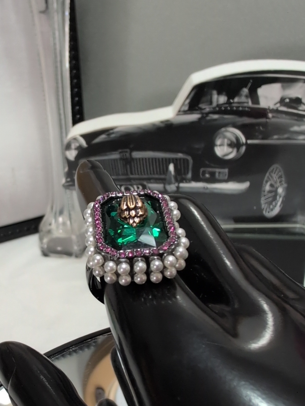 Kurt Geiger London Signature Eagle Vintage Gem Cocktail Ring Sz 8 💥 New! - Picture 5 of 7